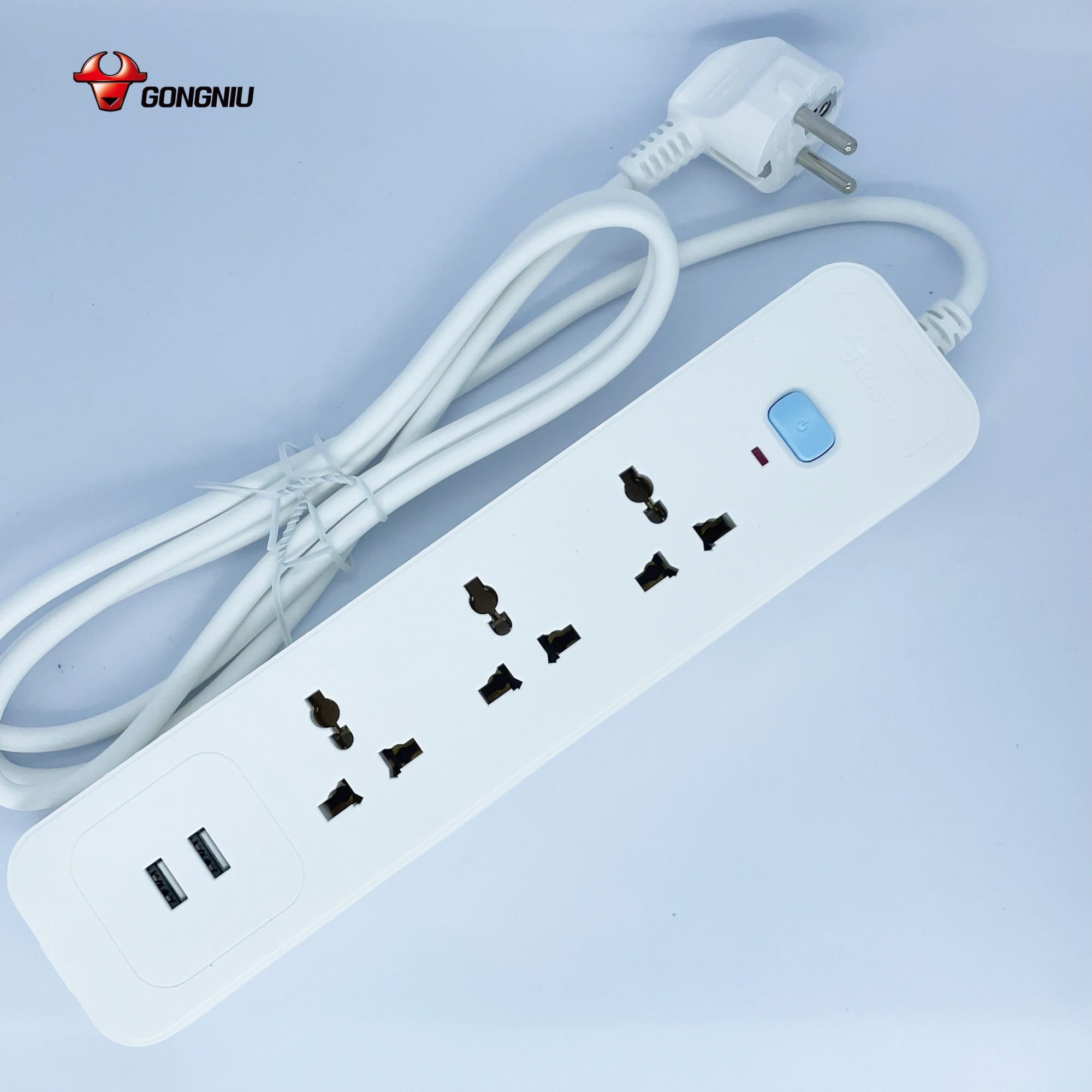 Ổ Cắm Điện Gongniu 3 Ổ Đa Năng + 2 USB 1 công tắc 2500W/10A Dây Dài 1.8m – N103U