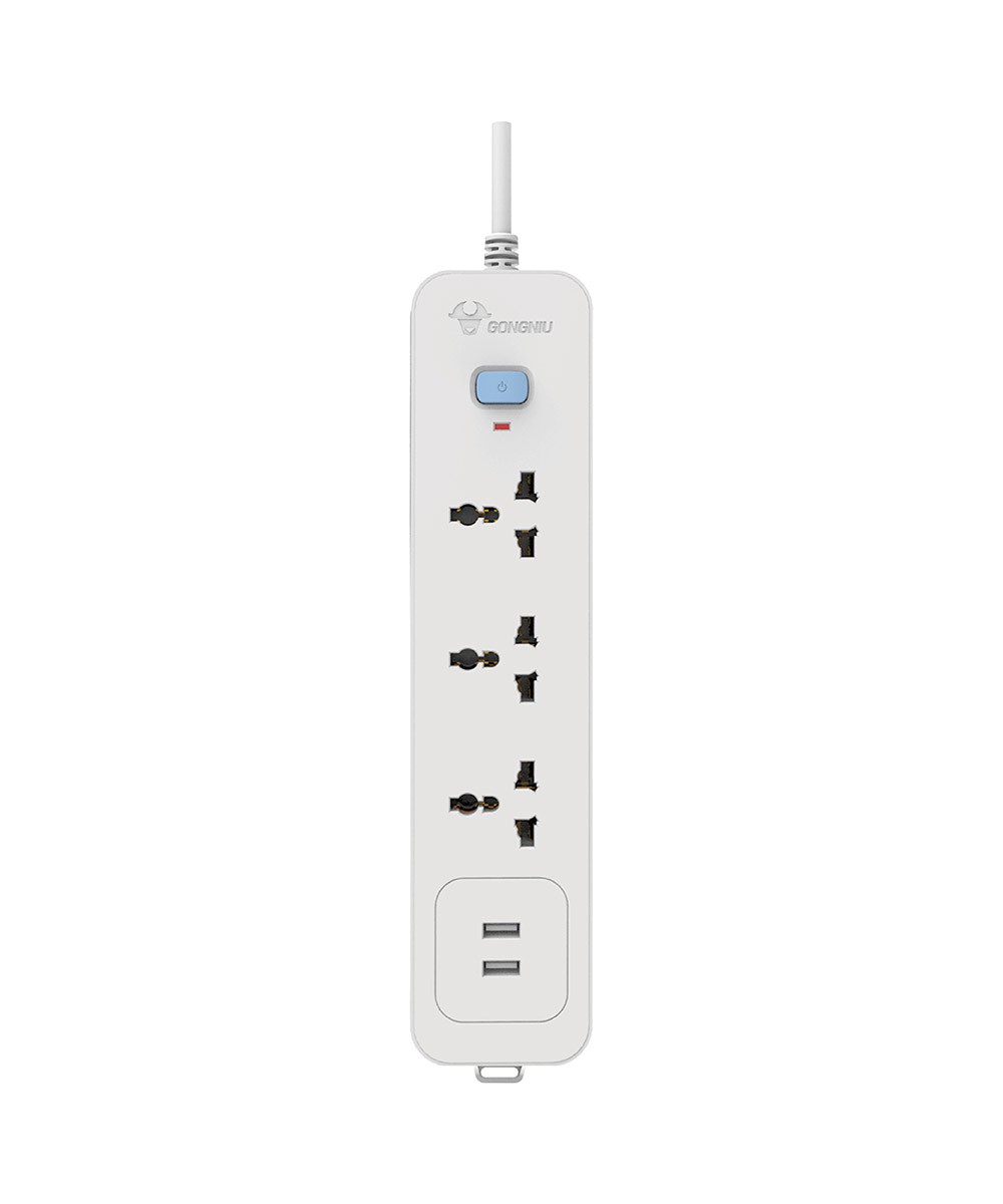 Ổ Cắm Điện Gongniu 3 Ổ Đa Năng + 2 USB 1 công tắc 2500W/10A Dây Dài 1.8m – N103U