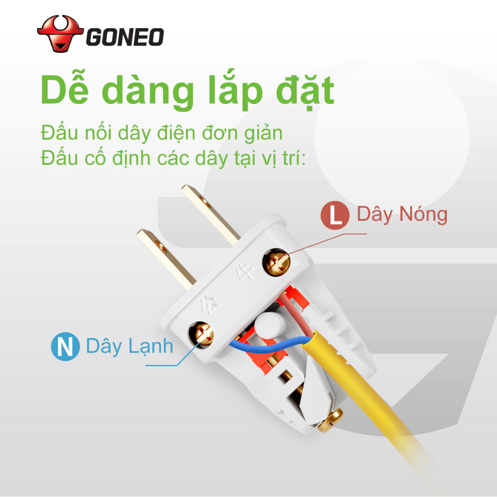 Phích Cắm Gongniu Dẹp Công Suất 10A Chống Va Đập – 10L6