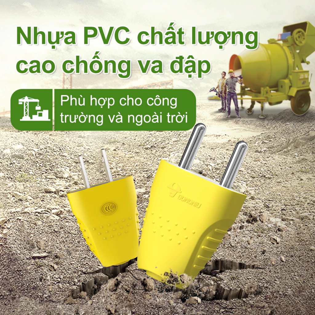 Phích Cắm Gongniu Dẹp Công Suất 10A Chống Va Đập – 10L6