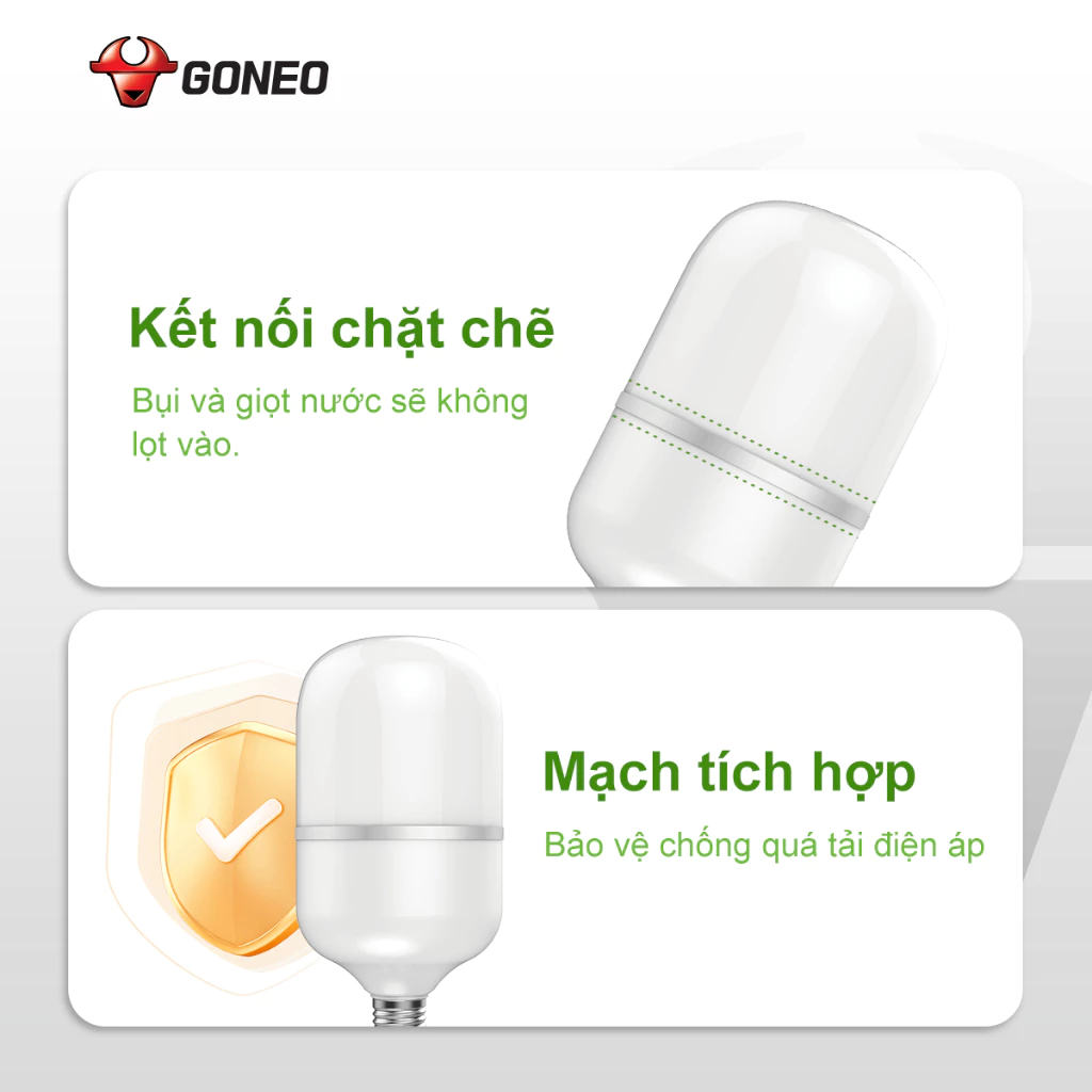 Bóng đèn LED Bulb Trụ Gongniu MQ – C020A BS – Công suất 20W –  E27, 6500K