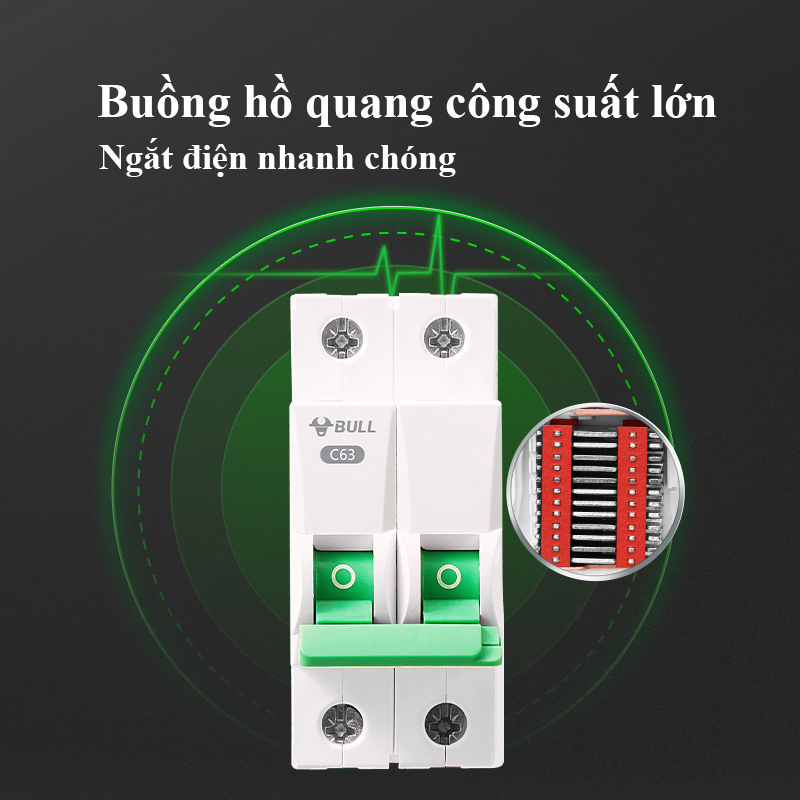 Bộ ngắt mạch điện – Aptomat 2 pha Gongniu – Chính hãng