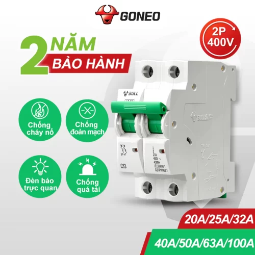 Bộ ngắt mạch điện – Aptomat 2 pha Gongniu – Chính hãng