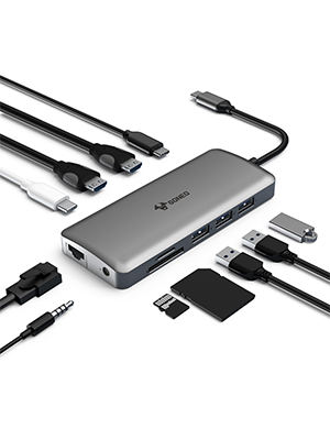 HUB GONEO 11 in 1 USB-C Docking Station, DEX với 2 cổng HDMI 4K, Sạc Nhanh Chuẩn PD 100W ,5Gbps USB-C,1000Mbps Ethernet Port,USB C Dongle for MacBook, Dell XPS, Samsung Galaxy