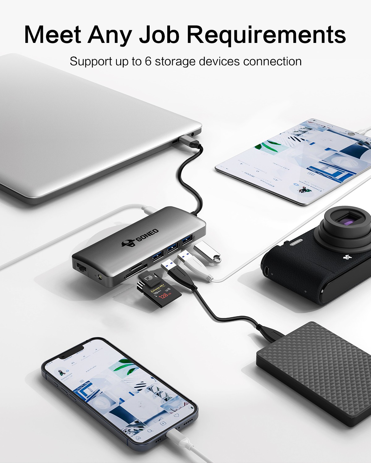 HUB GONEO 11 in 1 USB-C Docking Station, DEX với 2 cổng HDMI 4K, Sạc Nhanh Chuẩn PD 100W ,5Gbps USB-C,1000Mbps Ethernet Port,USB C Dongle for MacBook, Dell XPS, Samsung Galaxy