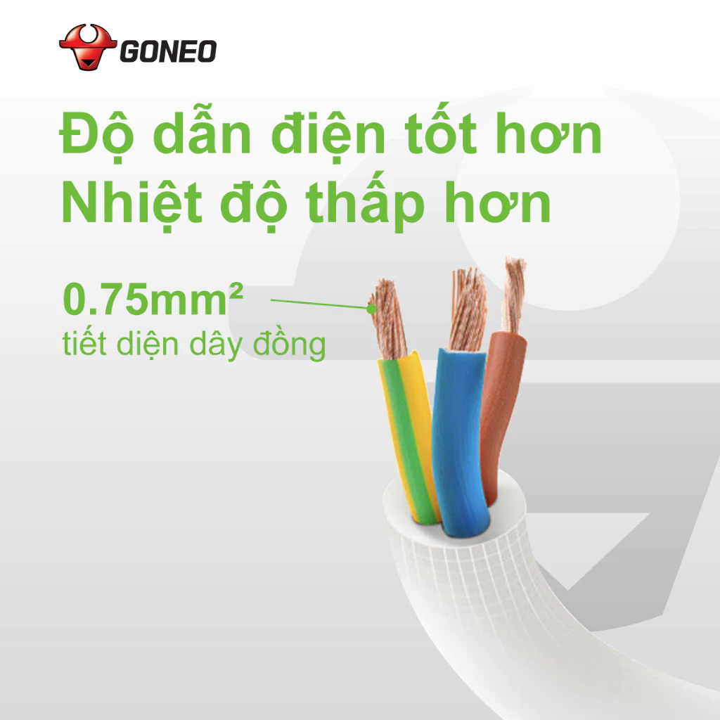 Ổ Cắm Điện Chống Cháy GONEO 5 Ổ Đa Năng 1 Công Tắc – N1050