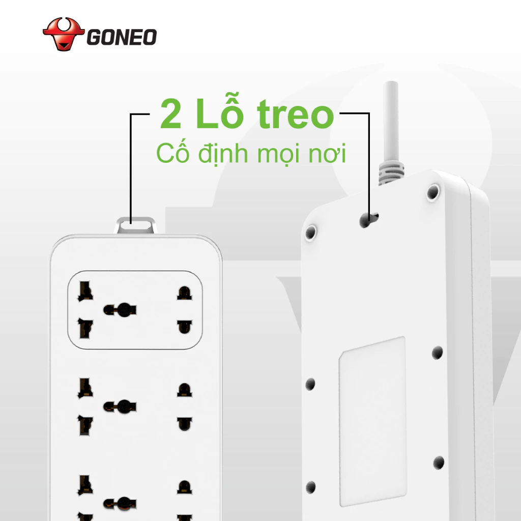 Ổ Cắm Điện Chống Cháy Gongniu 6 Ổ Đa Năng 1 Công Tắc 2500W –  N1330