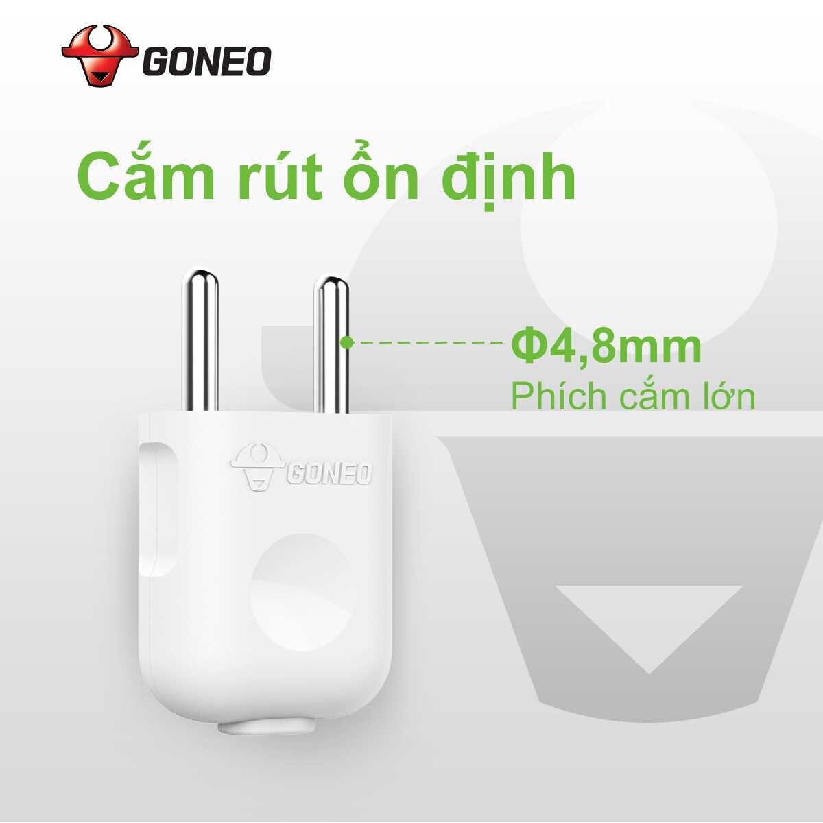 Phích Cắm Goneo Chân Tròn – 10F2 – Đa năng – Chính Hãng