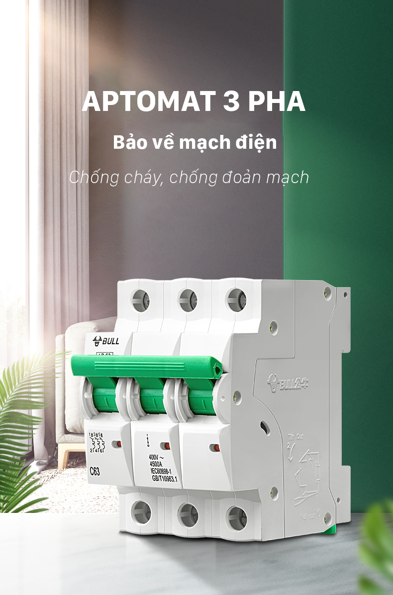 Bộ ngắt mạch điện – Aptomat 3 pha Gongniu – Chính hãng