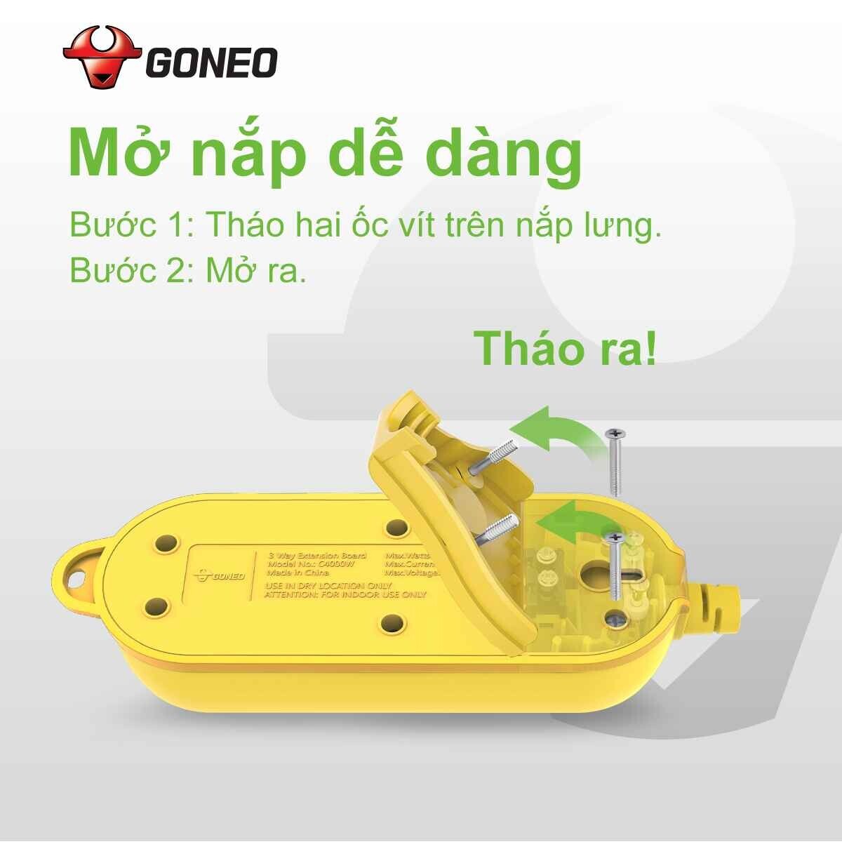 Ổ Cắm Chống Va Đập Gongniu 3 Ổ Đa Năng Công Suất Lớn 16A/4000W – C4D