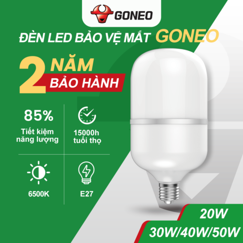 Bóng đèn LED Bulb Trụ Gongniu MQ – C040B AS (E27/40W/6500K)