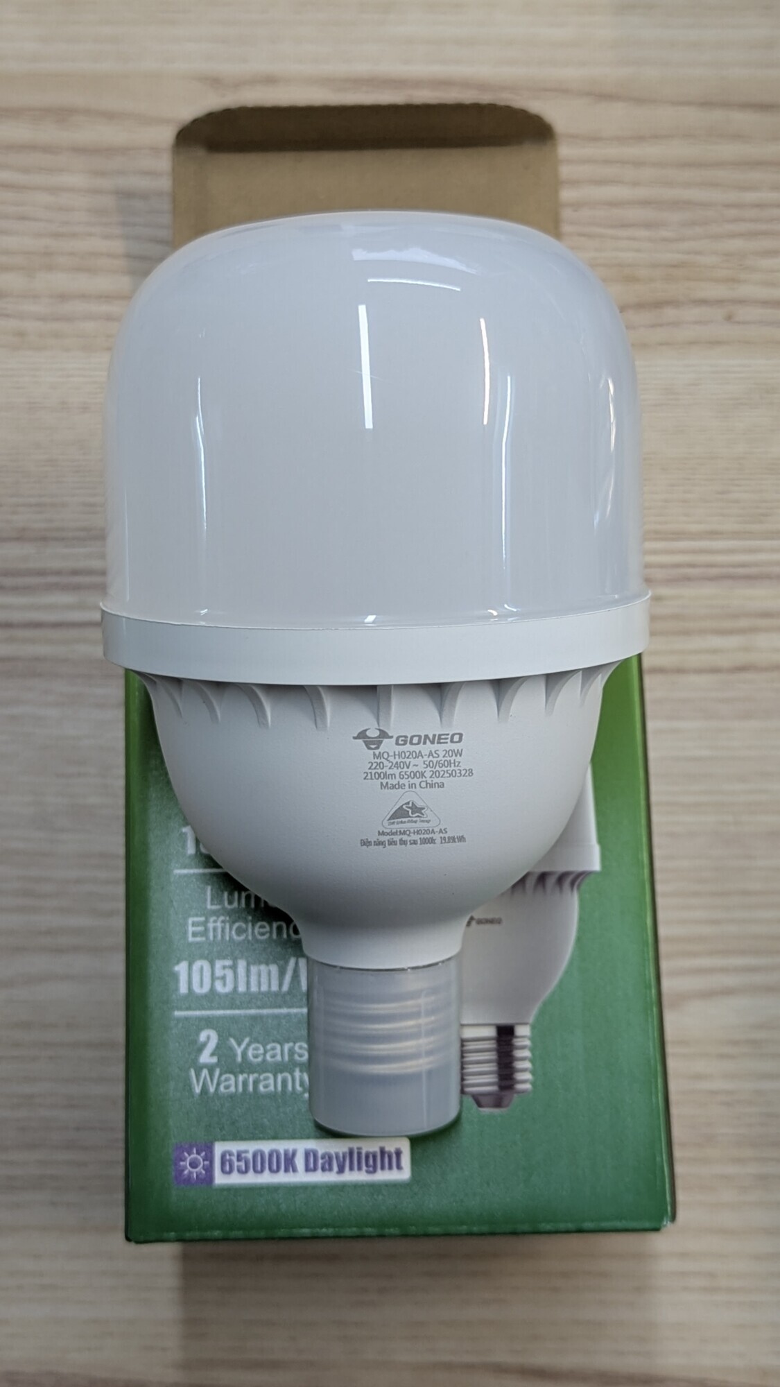 Bóng đèn LED Bulb Trụ Gongniu MQ - C020A BS - Công suất 20W - E27, 6500K