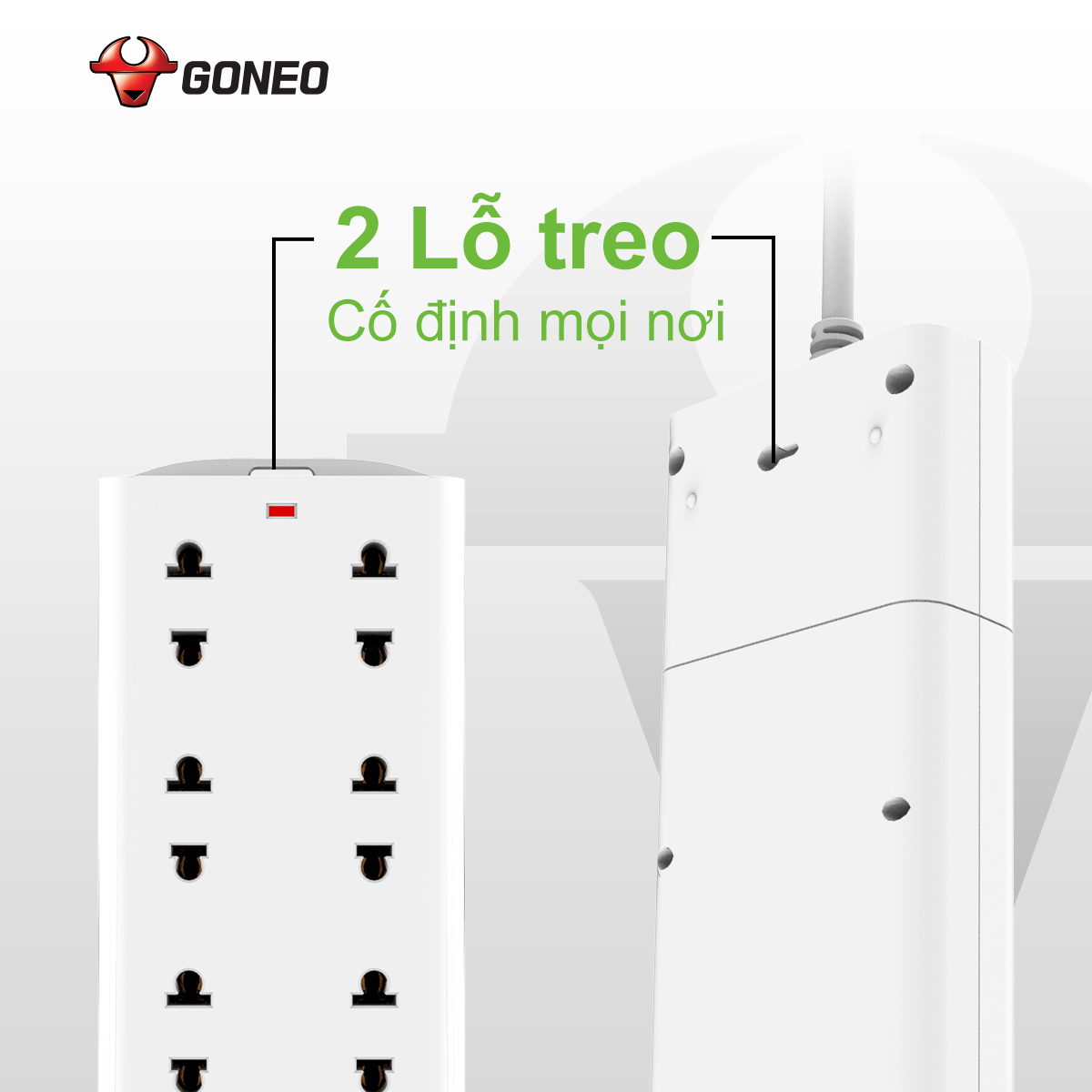 Ổ Cắm Điện Chống Cháy GONEO Đa Năng 6 Ổ 1 Công Tắc 2500W – V1060