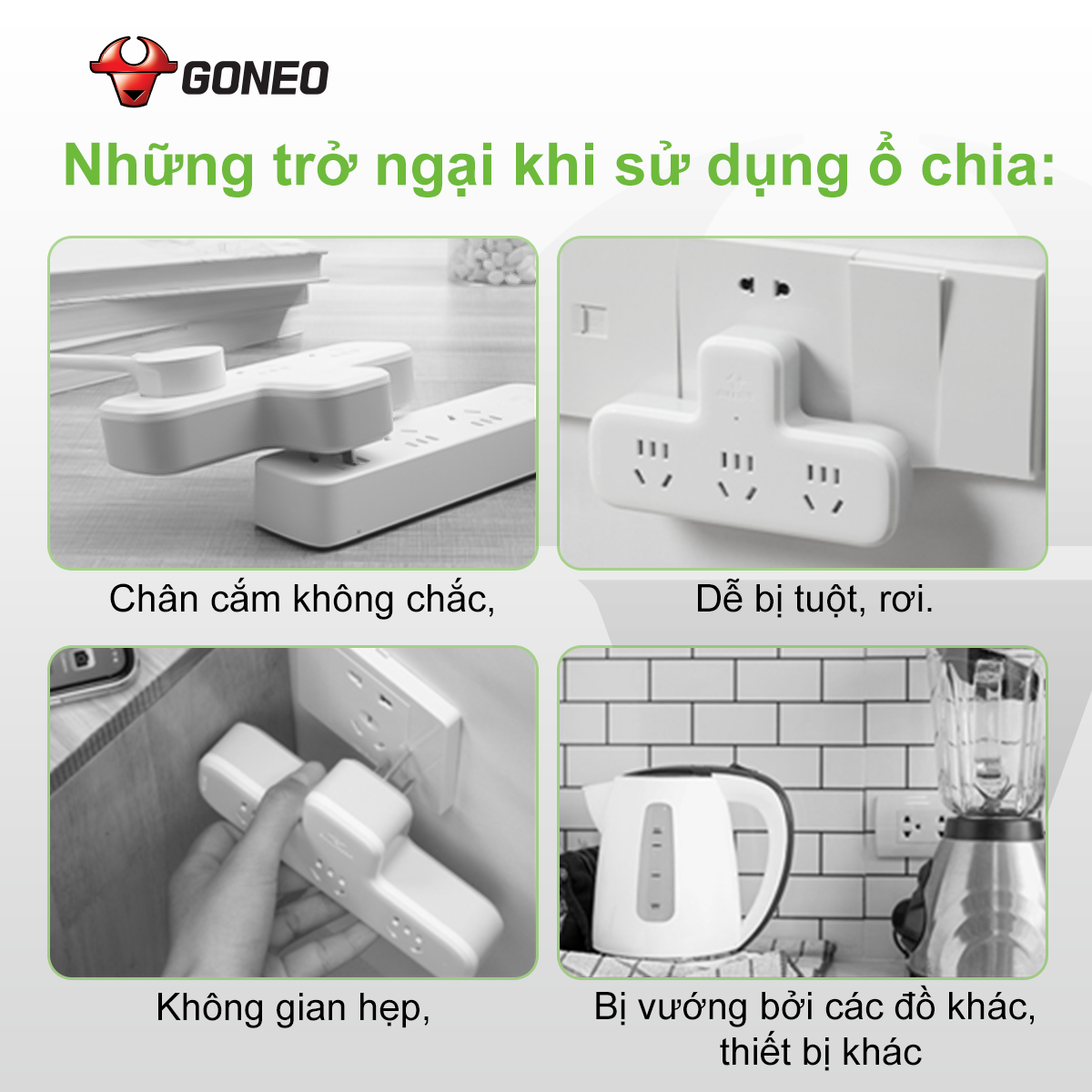 Ổ Chia Điện GONEO Z030R - Chia 3 Đa Năng Siêu Gọn - Tiện Lợi - Chính Hãng
