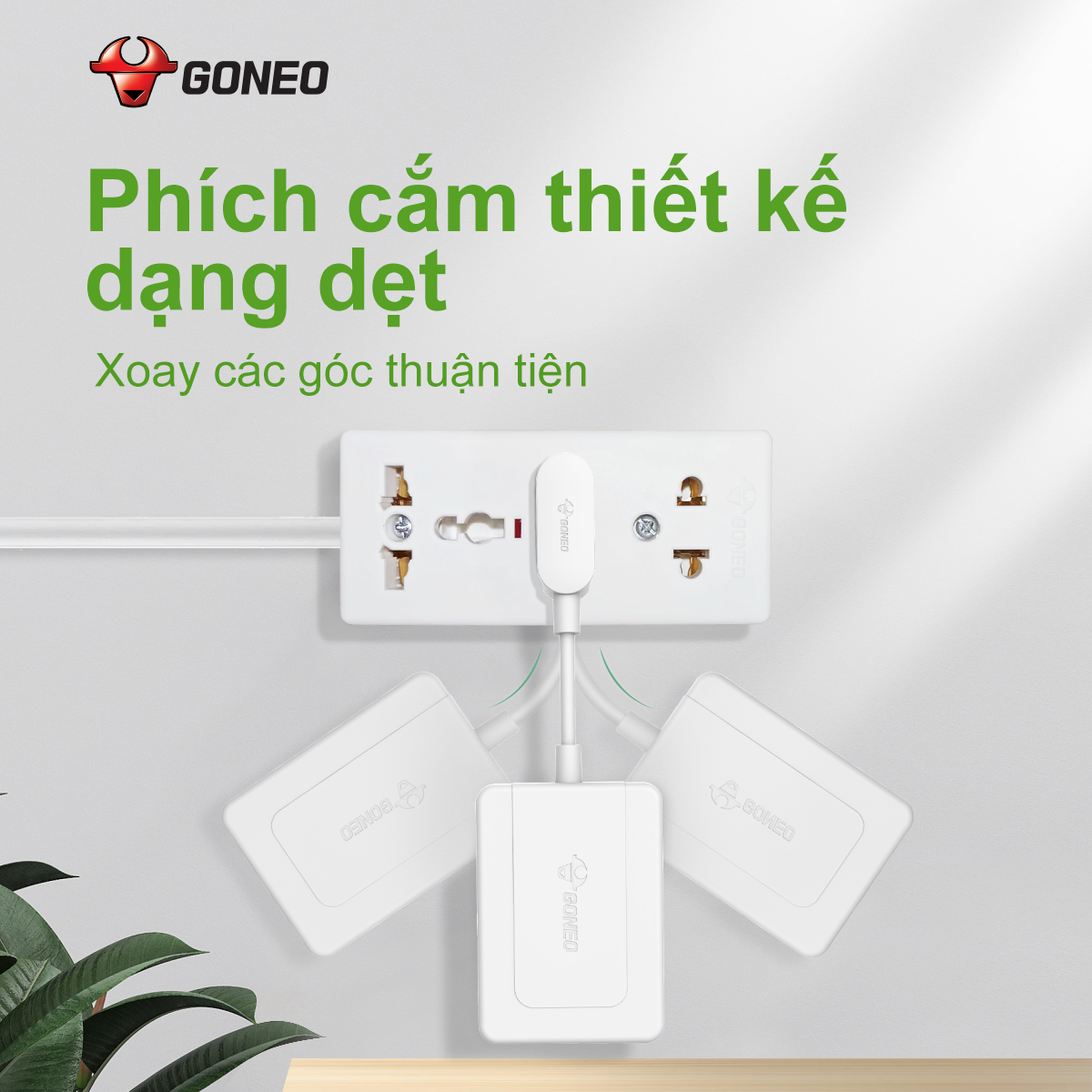 Ổ Chia Điện GONEO Z030R - Chia 3 Đa Năng Siêu Gọn - Tiện Lợi - Chính Hãng