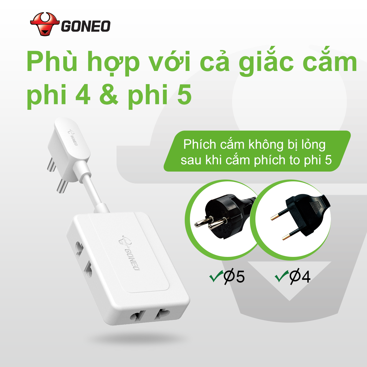 Ổ Chia Điện GONEO Z030R - Chia 3 Đa Năng Siêu Gọn - Tiện Lợi - Chính Hãng