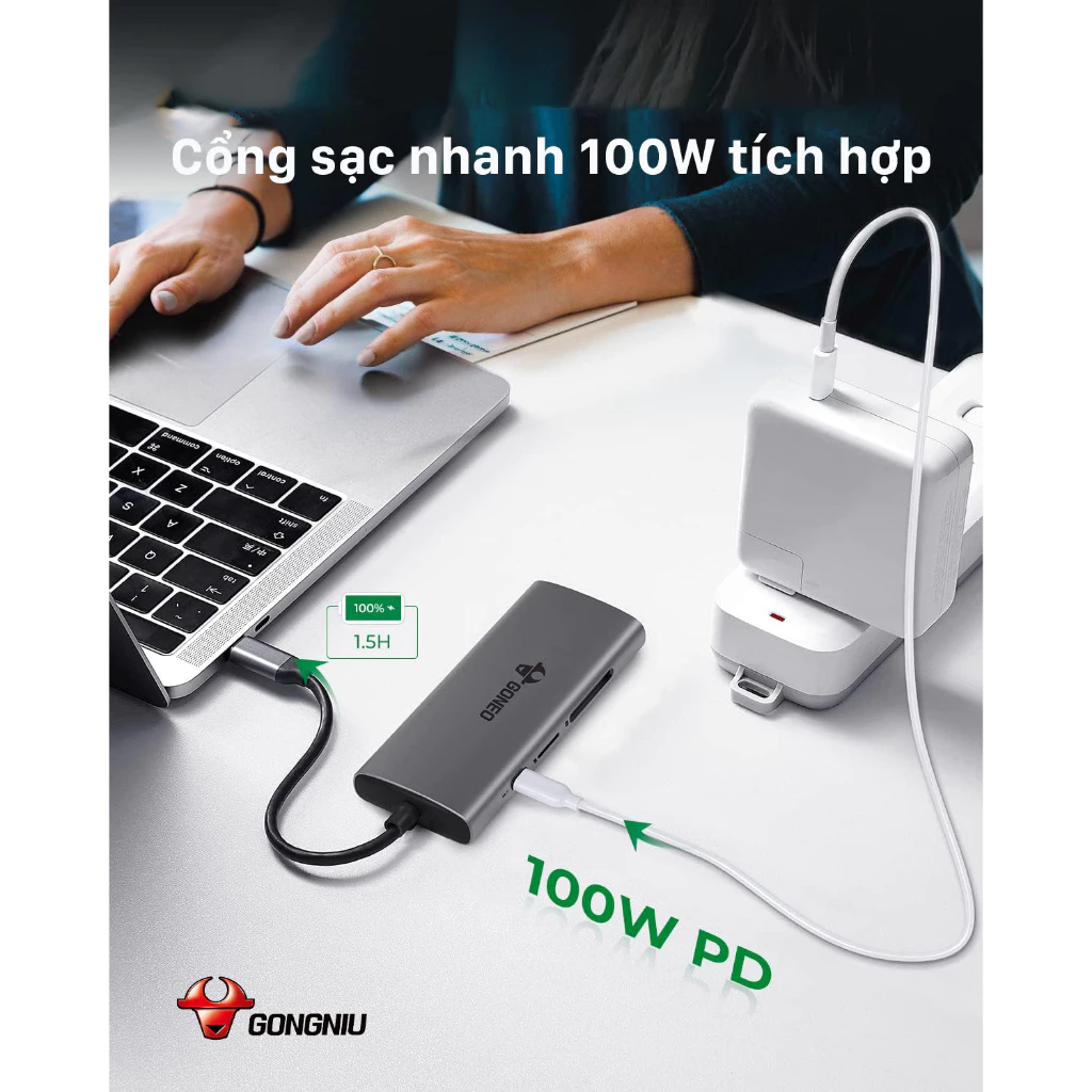 Cáp Chuyển Đổi GONEO USB-C 7 in 1 Hub with 4K HDMI Enternet - Cho Macbook, Surface Pro - Bảo Hành 2 Năm - Chính Hãng