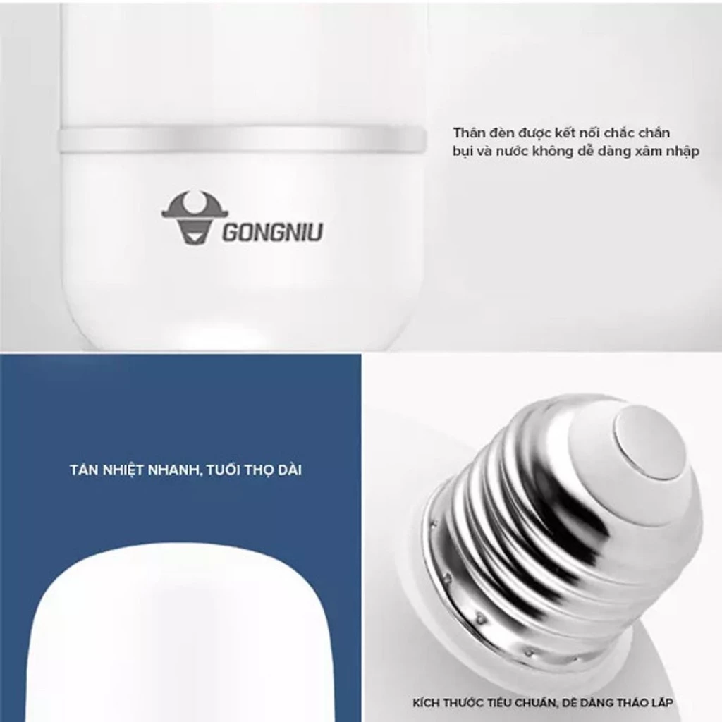 Bóng đèn LED Bulb Trụ Gongniu MQ - C020A BS - Công suất 20W - E27, 6500K