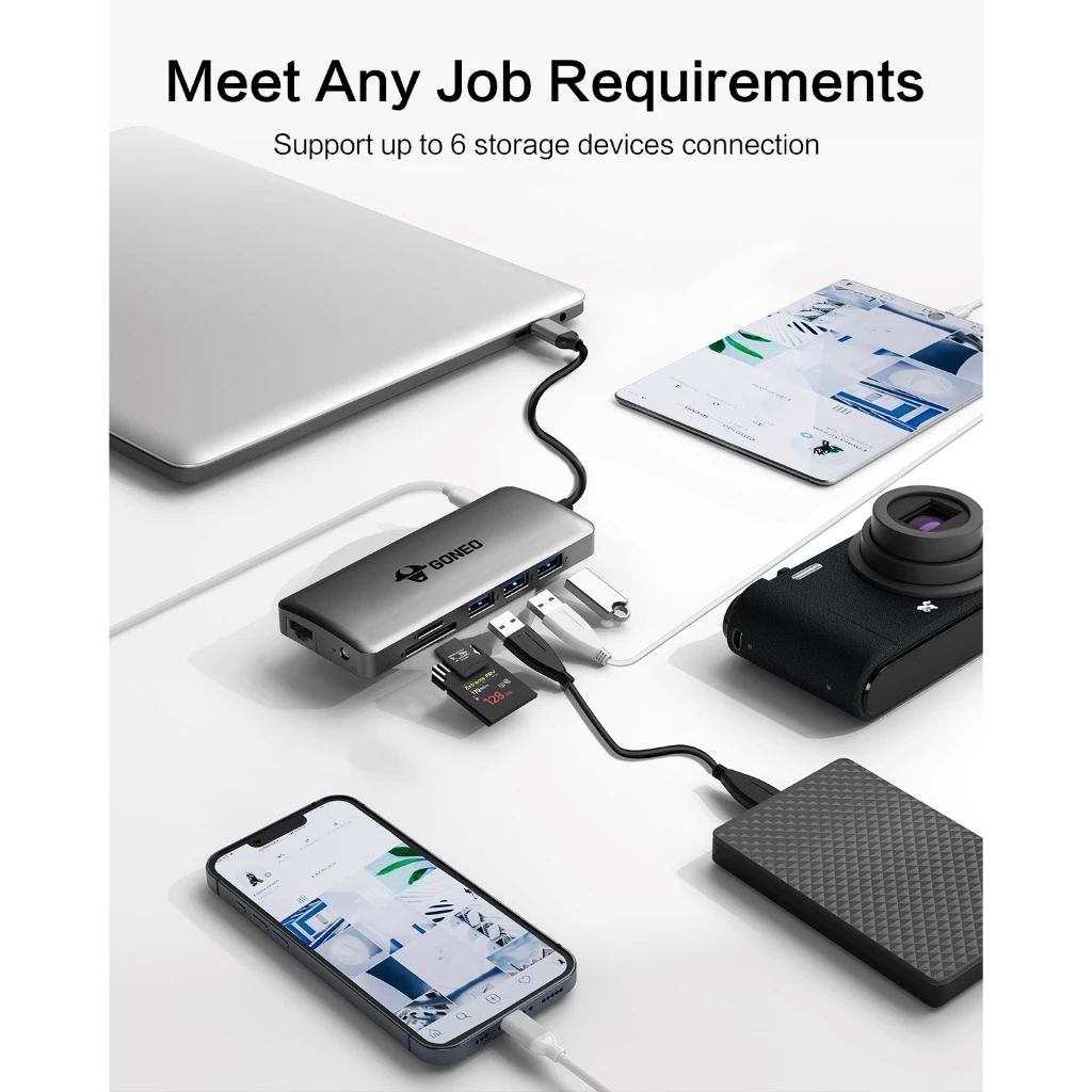 HUB GONEO 11 in 1 USB-C Docking Station, DEX với 2 cổng HDMI 4K, Sạc Nhanh Chuẩn PD 100W ,5Gbps USB-C,1000Mbps Ethernet Port,USB C Dongle for MacBook, Dell XPS, Samsung Galaxy