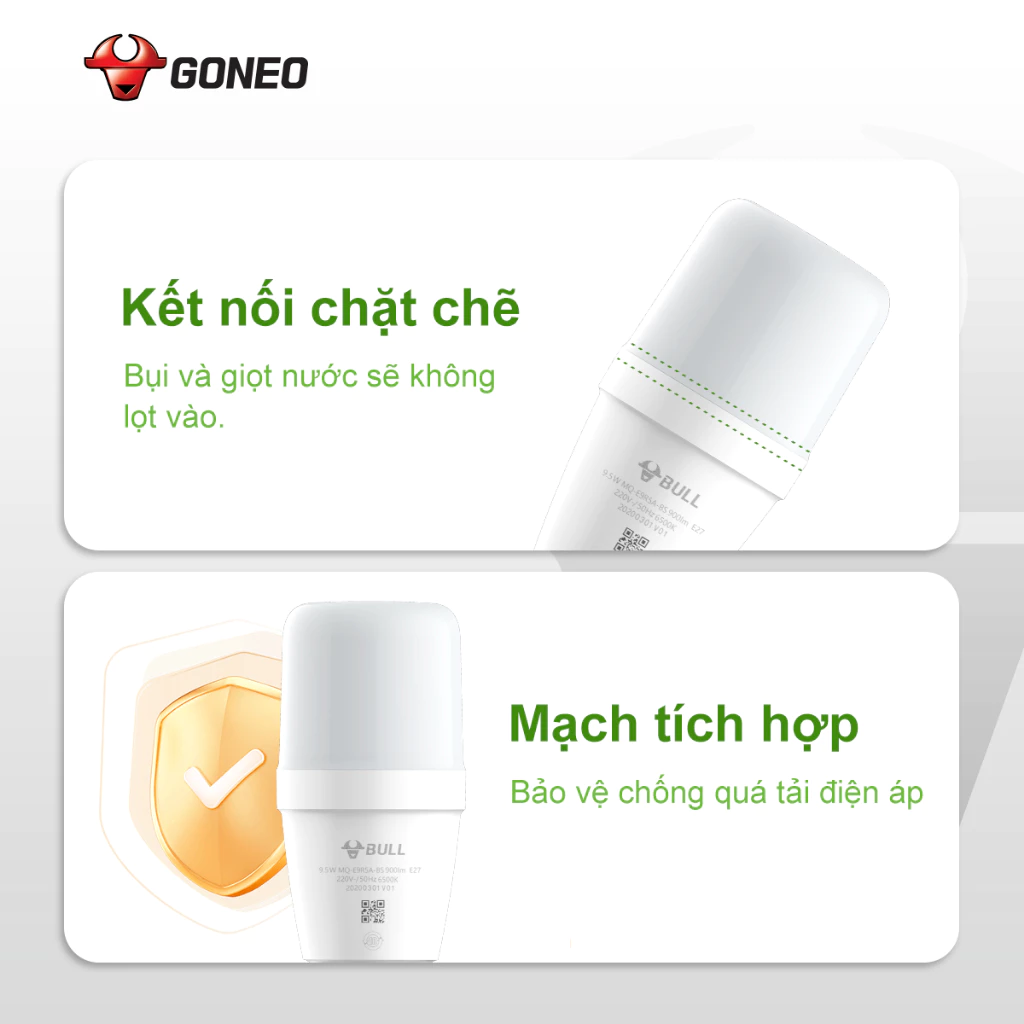 Bóng đèn LED Bulb Gongniu 6W E27 – MQ-E006A- BS 6500K – Tiết Kiệm Điện – Chống Nhấp Nháy – Hiệu Suất Cao