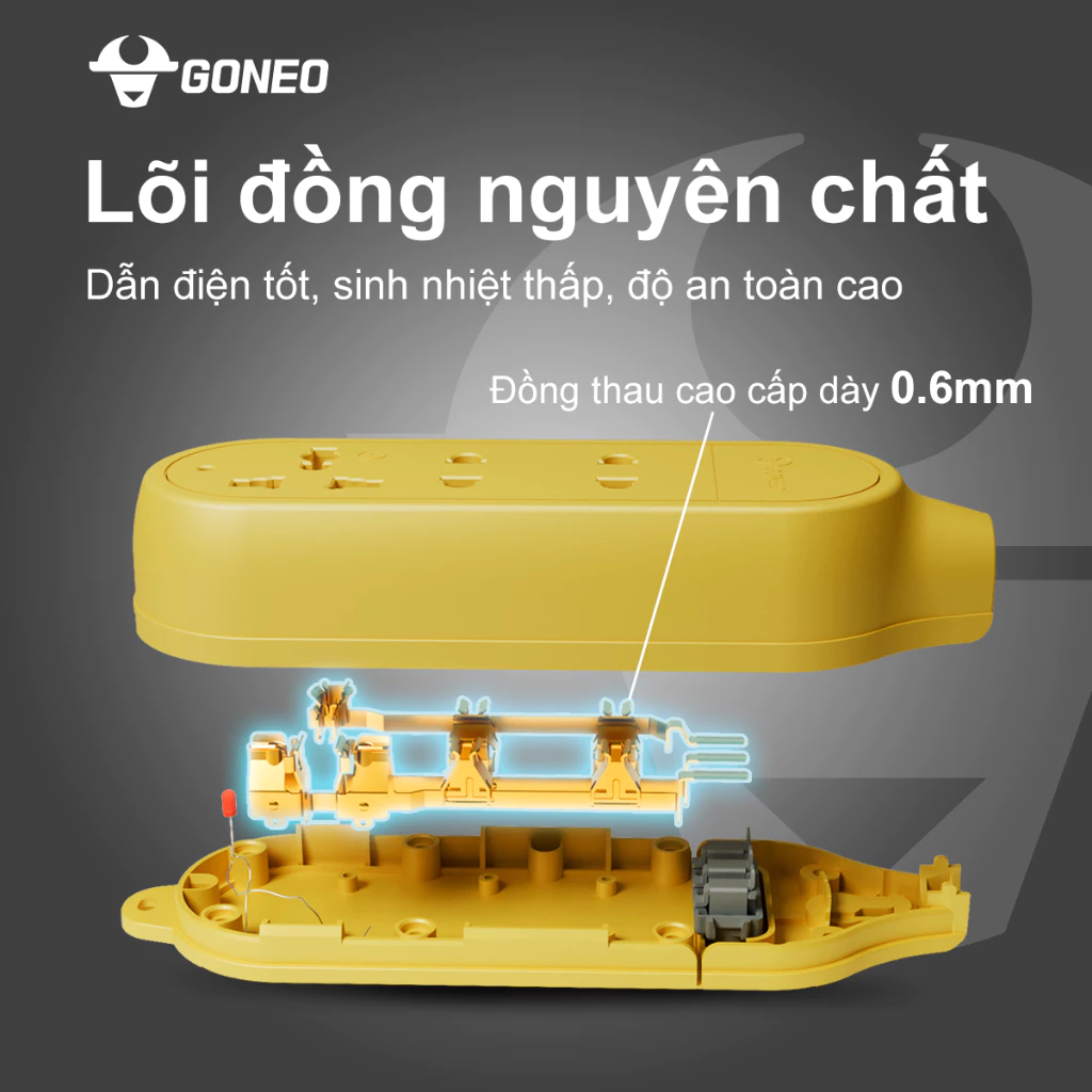 Ổ Cắm Chống Va Đập Gongniu 3 Ổ Đa Năng Công Suất Lớn 16A/4000W – C4D